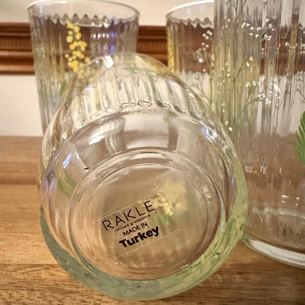 Rakle Floral Glass Tumbler Set - Home Dining - Picture 3 of 3
